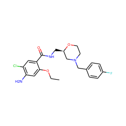 CCOc1cc(N)c(Cl)cc1C(=O)NC[C@@H]1CN(Cc2ccc(F)cc2)CCO1 ZINC000020621755