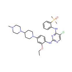 CCOc1cc(N2CCC(N3CCN(C)CC3)CC2)ccc1Nc1ncc(Cl)c(Nc2ccccc2P(C)(C)=O)n1 ZINC000148752550