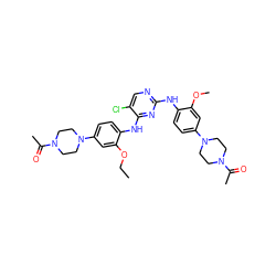 CCOc1cc(N2CCN(C(C)=O)CC2)ccc1Nc1nc(Nc2ccc(N3CCN(C(C)=O)CC3)cc2OC)ncc1Cl ZINC000207035393