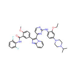 CCOc1cc(N2CCN(C(C)C)CC2)ccc1Nc1nccc(-c2c(-c3ccc(OC)c(C(=O)Nc4c(F)cccc4F)c3)nc3ccccn23)n1 ZINC000165108854