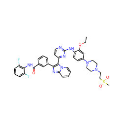 CCOc1cc(N2CCN(CCS(C)(=O)=O)CC2)ccc1Nc1nccc(-c2c(-c3cccc(C(=O)Nc4c(F)cccc4F)c3)nc3ccccn23)n1 ZINC000165071786