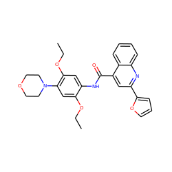 CCOc1cc(N2CCOCC2)c(OCC)cc1NC(=O)c1cc(-c2ccco2)nc2ccccc12 ZINC000004057935