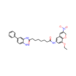 CCOc1cc(NC(=O)CCCCCCC(=O)Nc2cc(-c3ccccc3)ccc2N)cc2c1OCC([N+](=O)[O-])=C2 ZINC001772570637