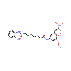 CCOc1cc(NC(=O)CCCCCCC(=O)Nc2ccccc2N)cc2c1OCC([N+](=O)[O-])=C2 ZINC001772614225