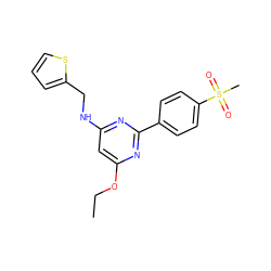 CCOc1cc(NCc2cccs2)nc(-c2ccc(S(C)(=O)=O)cc2)n1 ZINC000029132372