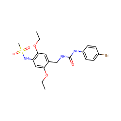 CCOc1cc(NS(C)(=O)=O)c(OCC)cc1CNC(=O)Nc1ccc(Br)cc1 ZINC000474609677