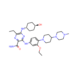CCOc1cc(Nc2nc(N[C@H]3CC[C@H](O)CC3)c(CC)nc2C(N)=O)ccc1N1CCC(N2CCN(C)CC2)CC1 ZINC000261190738