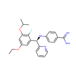 CCOc1cc(OC(C)C)c(F)c([C@@H](Nc2ccc(C(=N)N)cc2)c2ccccn2)c1 ZINC000142508126