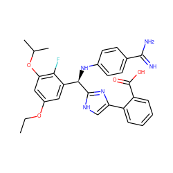 CCOc1cc(OC(C)C)c(F)c([C@@H](Nc2ccc(C(=N)N)cc2)c2nc(-c3ccccc3C(=O)O)c[nH]2)c1 ZINC000141858048