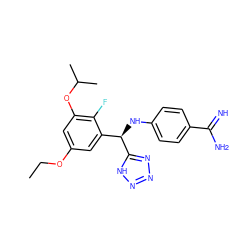 CCOc1cc(OC(C)C)c(F)c([C@@H](Nc2ccc(C(=N)N)cc2)c2nnn[nH]2)c1 ZINC000143375720