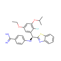 CCOc1cc(OC(C)C)c(F)c([C@H](Nc2ccc(C(=N)N)cc2)c2nc3ccccc3s2)c1 ZINC000200944444