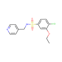 CCOc1cc(S(=O)(=O)NCc2ccncc2)ccc1Cl ZINC000006017556