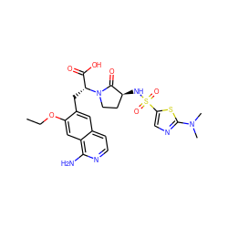 CCOc1cc2c(N)nccc2cc1C[C@H](C(=O)O)N1CC[C@H](NS(=O)(=O)c2cnc(N(C)C)s2)C1=O ZINC000142574150