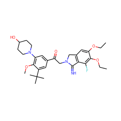 CCOc1cc2c(c(F)c1OCC)C(=N)N(CC(=O)c1cc(N3CCC(O)CC3)c(OC)c(C(C)(C)C)c1)C2 ZINC000116952060