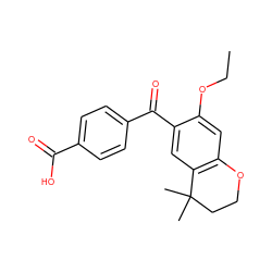 CCOc1cc2c(cc1C(=O)c1ccc(C(=O)O)cc1)C(C)(C)CCO2 ZINC000653663434