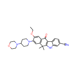 CCOc1cc2c(cc1N1CCC(N3CCOCC3)CC1)C(C)(C)c1[nH]c3cc(C#N)ccc3c1C2=O ZINC000114803454