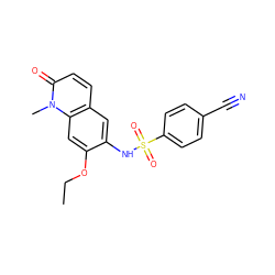 CCOc1cc2c(ccc(=O)n2C)cc1NS(=O)(=O)c1ccc(C#N)cc1 ZINC001772578110