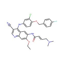 CCOc1cc2ncc(C#N)c(Nc3ccc(OCc4ccc(F)cc4)c(Cl)c3)c2cc1NC(=O)/C=C/CN(C)C ZINC000028122005