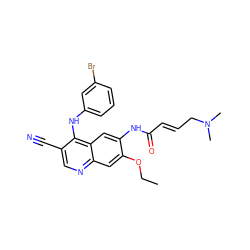 CCOc1cc2ncc(C#N)c(Nc3cccc(Br)c3)c2cc1NC(=O)/C=C/CN(C)C ZINC000002005165