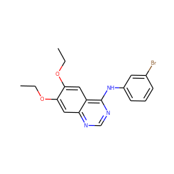 CCOc1cc2ncnc(Nc3cccc(Br)c3)c2cc1OCC ZINC000002572485