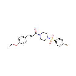 CCOc1ccc(/C=C/C(=O)N2CCN(S(=O)(=O)c3ccc(Br)cc3)CC2)cc1 ZINC000015927973