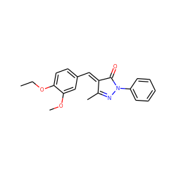 CCOc1ccc(/C=C2/C(=O)N(c3ccccc3)N=C2C)cc1OC ZINC000000063805