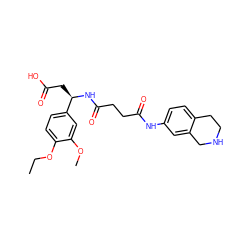 CCOc1ccc([C@@H](CC(=O)O)NC(=O)CCC(=O)Nc2ccc3c(c2)CNCC3)cc1OC ZINC000058538458