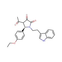 CCOc1ccc([C@H]2C(C(C)=O)C(=O)C(=O)N2CCc2c[nH]c3ccccc23)cc1 ZINC000000813578