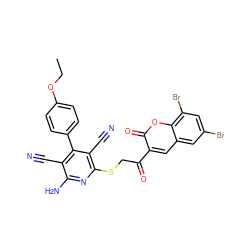 CCOc1ccc(-c2c(C#N)c(N)nc(SCC(=O)c3cc4cc(Br)cc(Br)c4oc3=O)c2C#N)cc1 ZINC000028875303