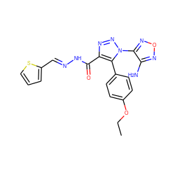 CCOc1ccc(-c2c(C(=O)N/N=C/c3cccs3)nnn2-c2nonc2N)cc1 ZINC000009331302