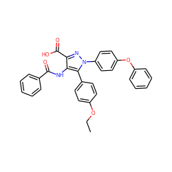 CCOc1ccc(-c2c(NC(=O)c3ccccc3)c(C(=O)O)nn2-c2ccc(Oc3ccccc3)cc2)cc1 ZINC000653842136