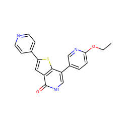 CCOc1ccc(-c2c[nH]c(=O)c3cc(-c4ccncc4)sc23)cn1 ZINC000072176347