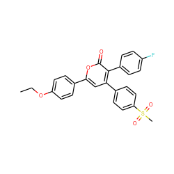 CCOc1ccc(-c2cc(-c3ccc(S(C)(=O)=O)cc3)c(-c3ccc(F)cc3)c(=O)o2)cc1 ZINC000013581314