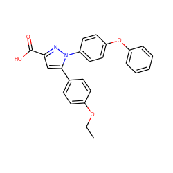 CCOc1ccc(-c2cc(C(=O)O)nn2-c2ccc(Oc3ccccc3)cc2)cc1 ZINC000653849874