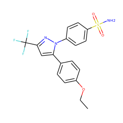 CCOc1ccc(-c2cc(C(F)(F)F)nn2-c2ccc(S(N)(=O)=O)cc2)cc1 ZINC000003814703