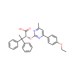 CCOc1ccc(-c2cc(C)nc(O[C@@H](C(=O)O)C(C)(c3ccccc3)c3ccccc3)n2)cc1 ZINC000013489782