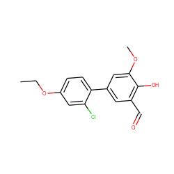 CCOc1ccc(-c2cc(C=O)c(O)c(OC)c2)c(Cl)c1 ZINC000169699588