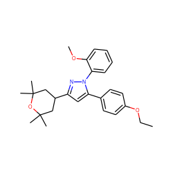 CCOc1ccc(-c2cc(C3CC(C)(C)OC(C)(C)C3)nn2-c2ccccc2OC)cc1 ZINC000144840534