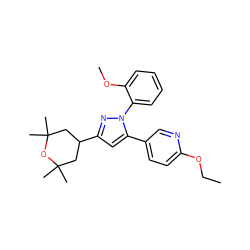 CCOc1ccc(-c2cc(C3CC(C)(C)OC(C)(C)C3)nn2-c2ccccc2OC)cn1 ZINC000145588161