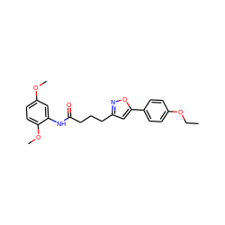 CCOc1ccc(-c2cc(CCCC(=O)Nc3cc(OC)ccc3OC)no2)cc1 ZINC000004035591