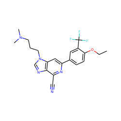 CCOc1ccc(-c2cc3c(ncn3CCCN(C)C)c(C#N)n2)cc1C(F)(F)F ZINC000043153893