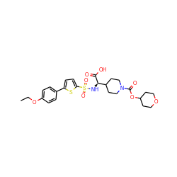 CCOc1ccc(-c2ccc(S(=O)(=O)N[C@@H](C(=O)O)C3CCN(C(=O)OC4CCOCC4)CC3)s2)cc1 ZINC000044405224