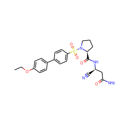 CCOc1ccc(-c2ccc(S(=O)(=O)N3CCC[C@H]3C(=O)N[C@H](C#N)CC(N)=O)cc2)cc1 ZINC000653804963