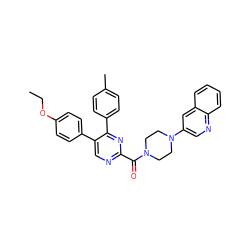 CCOc1ccc(-c2cnc(C(=O)N3CCN(c4cnc5ccccc5c4)CC3)nc2-c2ccc(C)cc2)cc1 ZINC000071318253