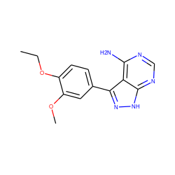 CCOc1ccc(-c2n[nH]c3ncnc(N)c23)cc1OC ZINC000008581975