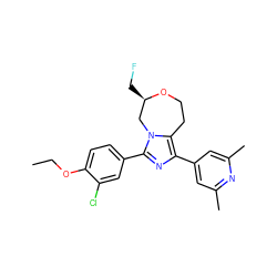 CCOc1ccc(-c2nc(-c3cc(C)nc(C)c3)c3n2C[C@@H](CF)OCC3)cc1Cl ZINC000221855703