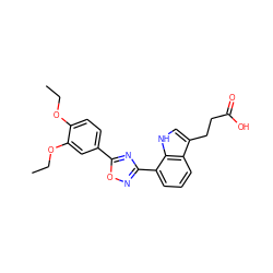 CCOc1ccc(-c2nc(-c3cccc4c(CCC(=O)O)c[nH]c34)no2)cc1OCC ZINC000084596945