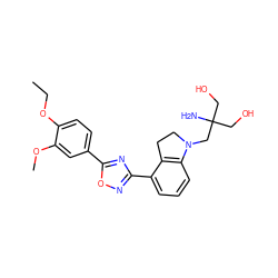 CCOc1ccc(-c2nc(-c3cccc4c3CCN4CC(N)(CO)CO)no2)cc1OC ZINC000114097542