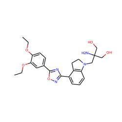 CCOc1ccc(-c2nc(-c3cccc4c3CCN4CC(N)(CO)CO)no2)cc1OCC ZINC000068205057