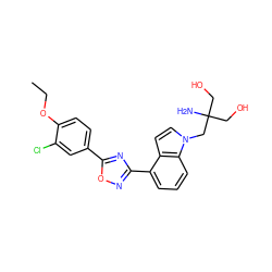 CCOc1ccc(-c2nc(-c3cccc4c3ccn4CC(N)(CO)CO)no2)cc1Cl ZINC000114099740